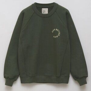 For Days Even Better Sweatshirt Crewneck 100% Organic Cotton Olive Green Size S